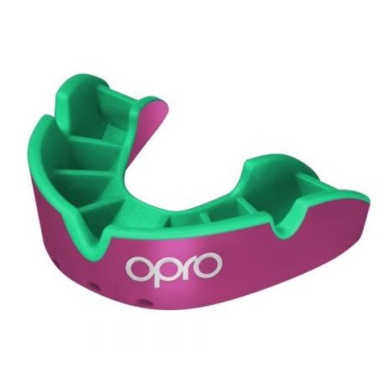 Kids up to10yrs Opro Silver Self-Fit Mouthguard Pink/Green