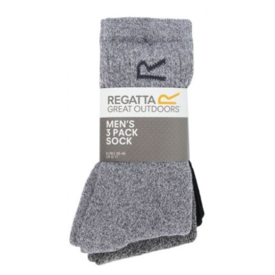 Mens Regatta Socks 3 Pairs Grey Marl