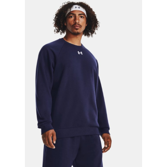 Mens UA Rival Fleece Crew Blue