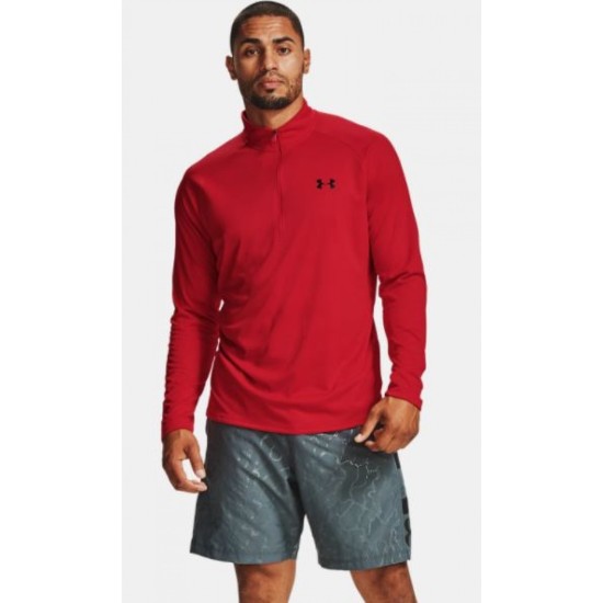 Mens UA Tech™ ½ Zip Long Sleeve Red