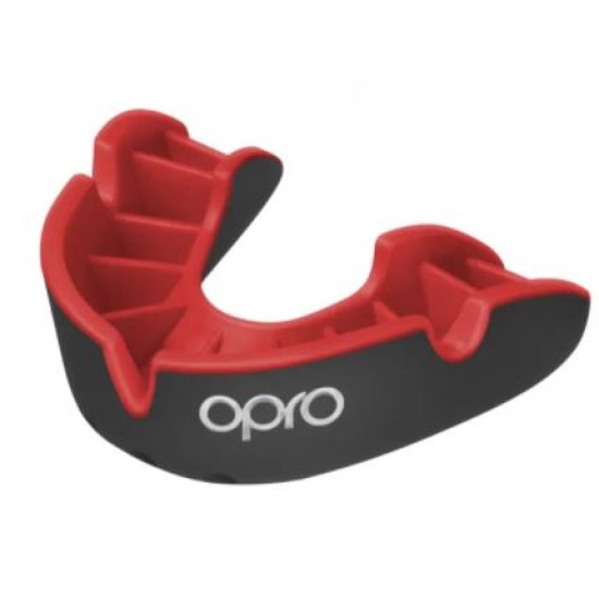 Adult 10yrs + Opro Silver Self-Fit Mouthguard Black/Red