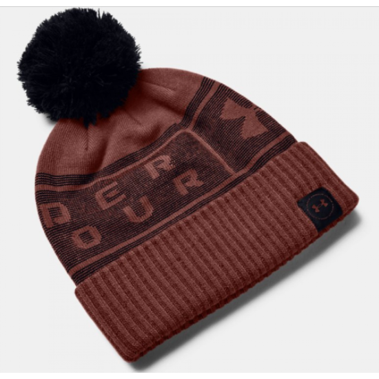 UA Men's UA Big Logo Pom Beanie 1356711-688 (Cinna Red)