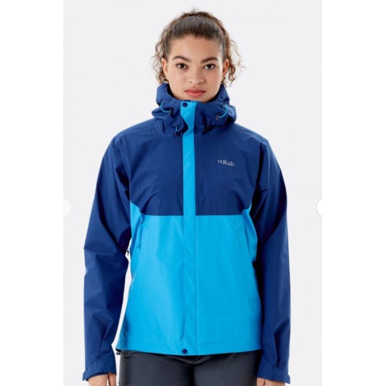 Wmns Rab Downpour Eco Jacket Blue