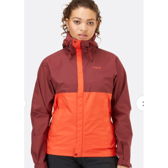 Wmns Rab Downpour Eco Jacket  Deep Heather/ Grapefruit